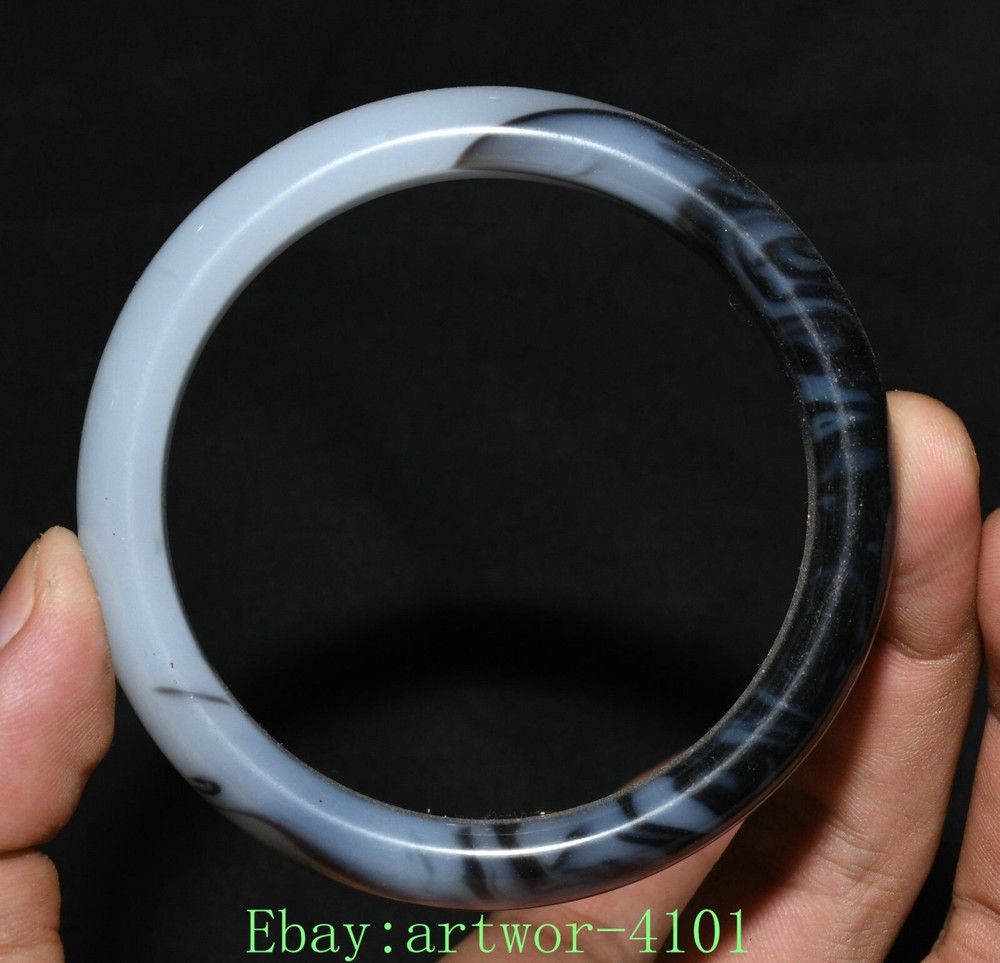 60MM Vintage Chinese Dynasty Jade Feng Shui Bracelet Bangle for Luck
