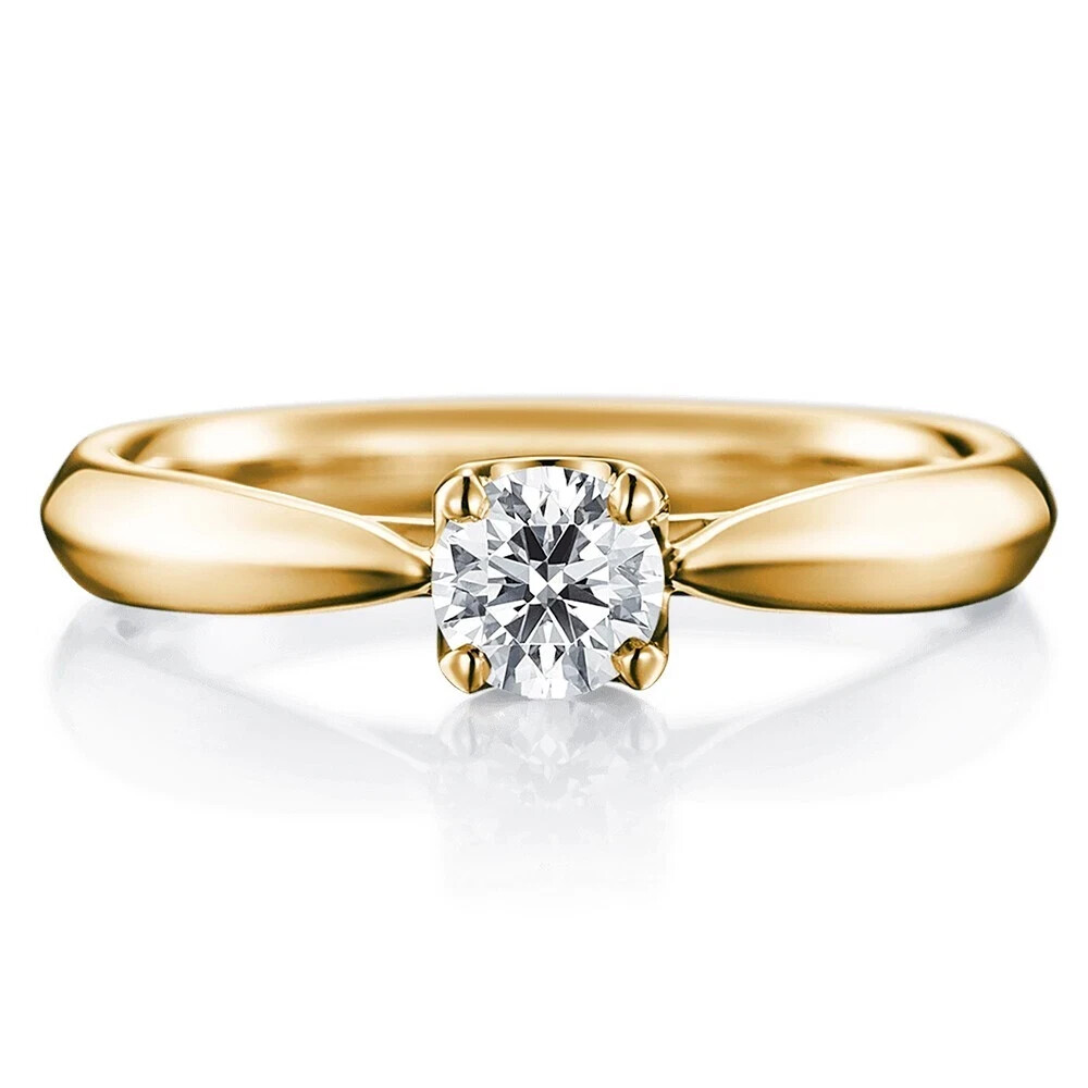 14k Gold Plated Lab Diamond Engagement Ring 1.50Ct Round Cut
