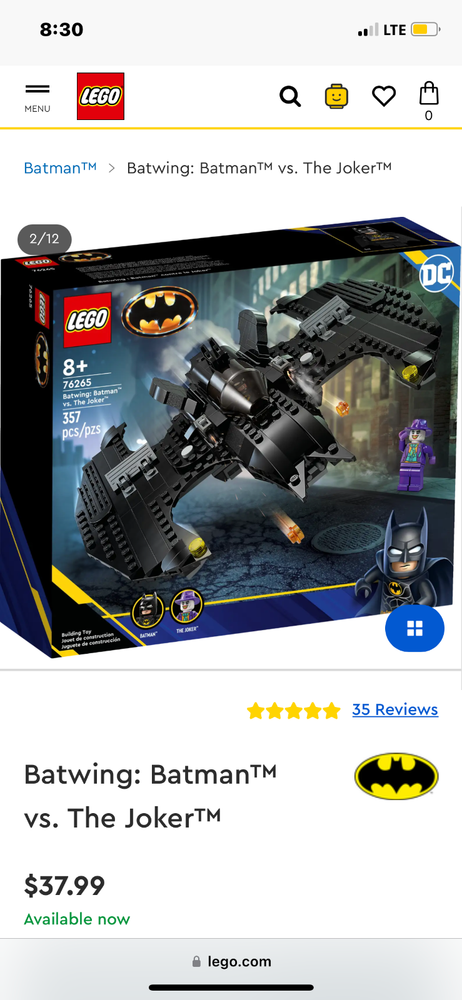 LEGO DC Batwing Batman vs Joker Building Set 76265