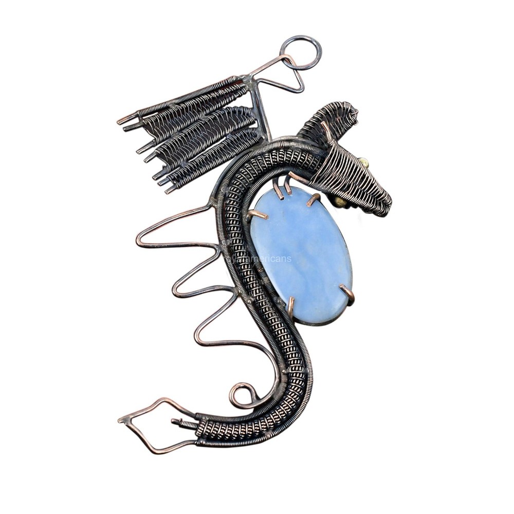 Mother's Day Angelite Dragon Copper Pendant Gift for Wife Graduation Jewelry