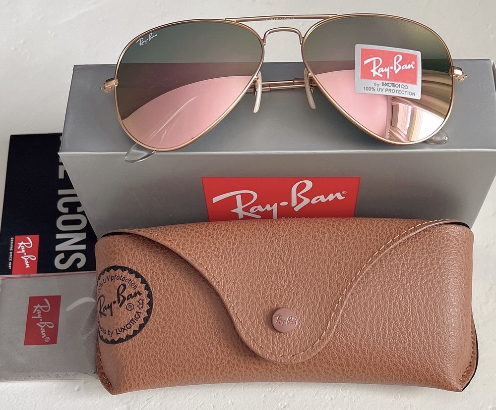 RayBan RB3025 Unisex Aviator Sunglasses Classic Pink Mirror Lens Free Ship