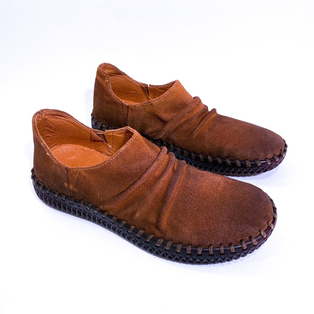 Antelope J22 Garner Tobacco Suede Slip On Comfort Flats Hippie Chic Women's Sz 6