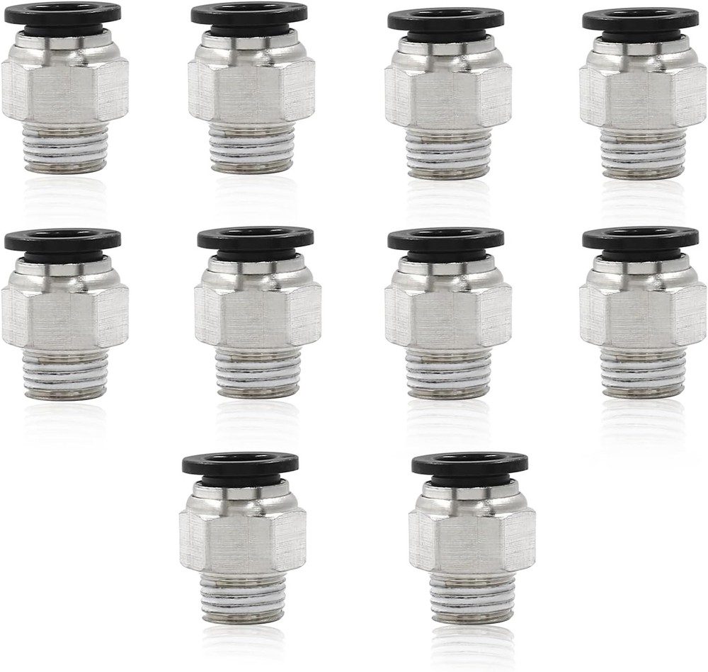 10 Pack Push to Connect Tube Fittings Pneumatic Male Straight PC10-02, 10 Pcs