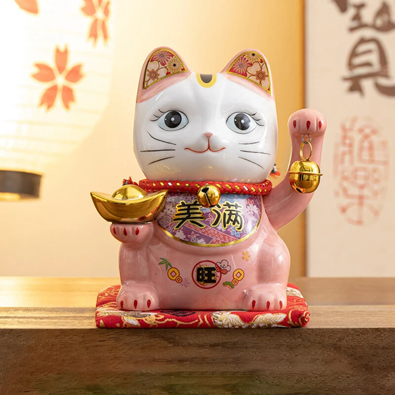 5 Inch Ceramic Maneki Neko Lucky Cat Money Box Fortune Colored Cat Piggy Bank