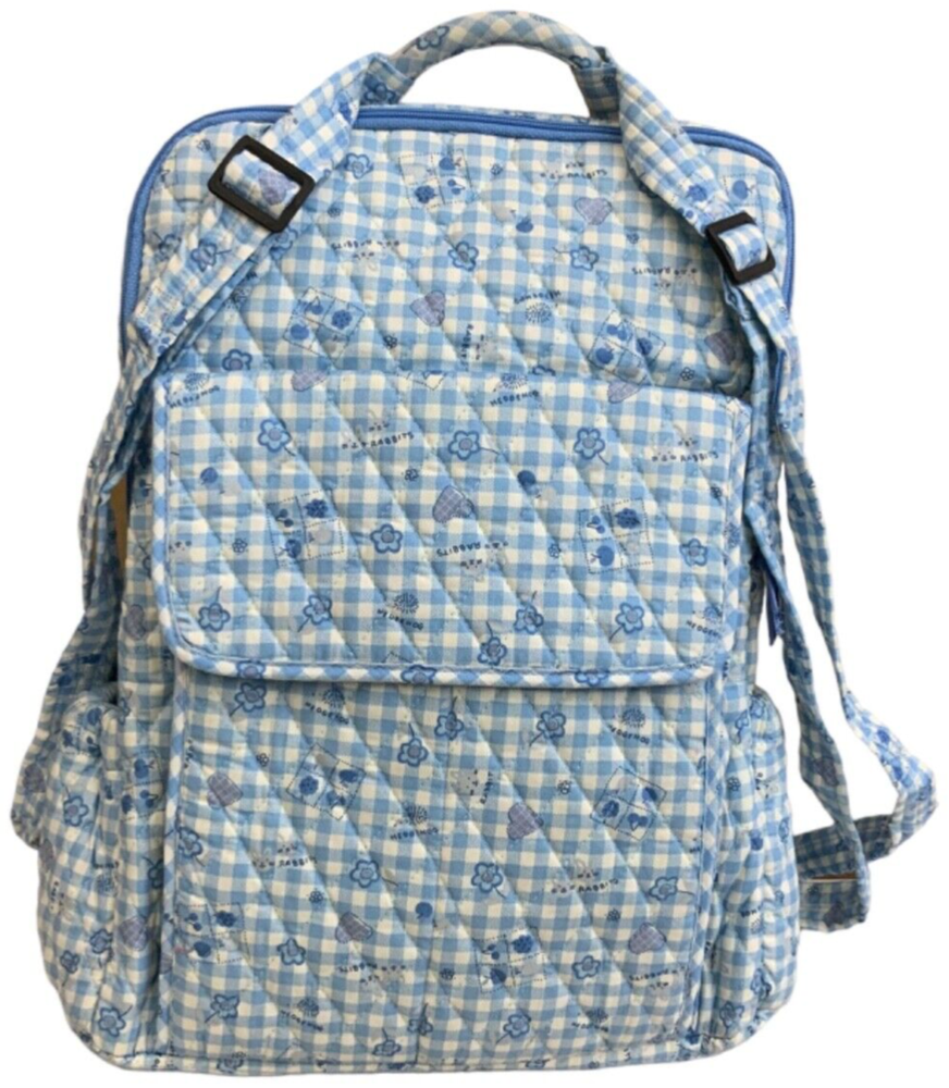 Naples Co Blue Floral Animal Print Quilted Backpack