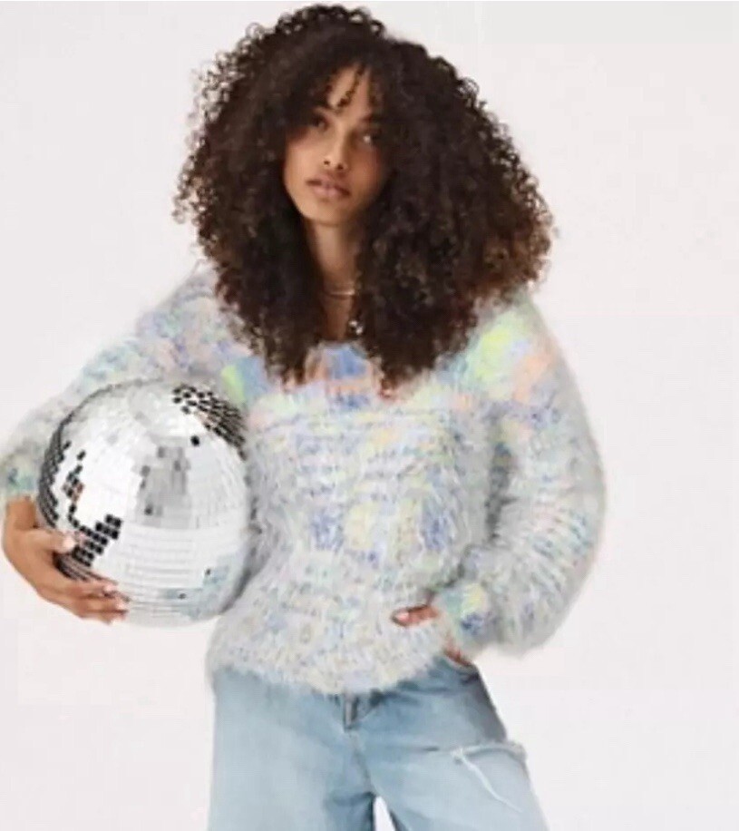 New Free People Gelato Fabulous Fuzzy Pullover Sweater Retail $98 Size XS