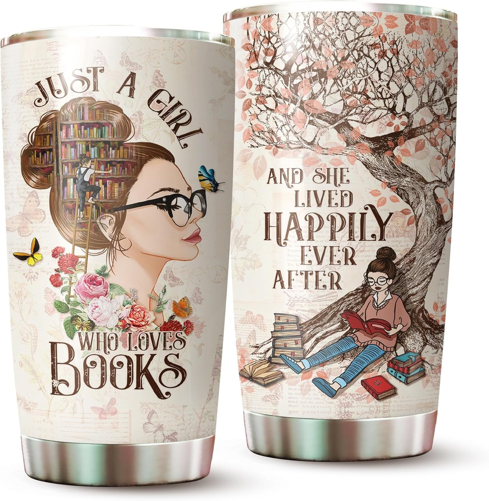 Book Lover Tumbler Stainless Steel 20 Oz Gifts Women Bookworms Librarians