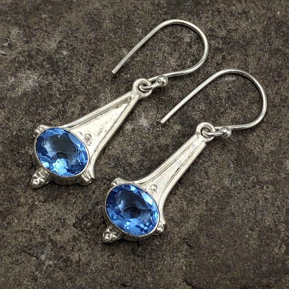 ナチュラル タンザナイト ドロップ/ダングル イヤリング 925シルバー 記念日ギフト