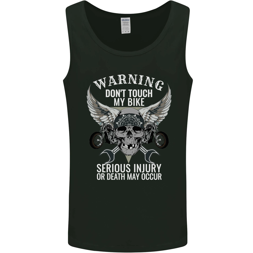 Warning Don Touch My Bike Biker Motorcycle Mens Vest Tank Top