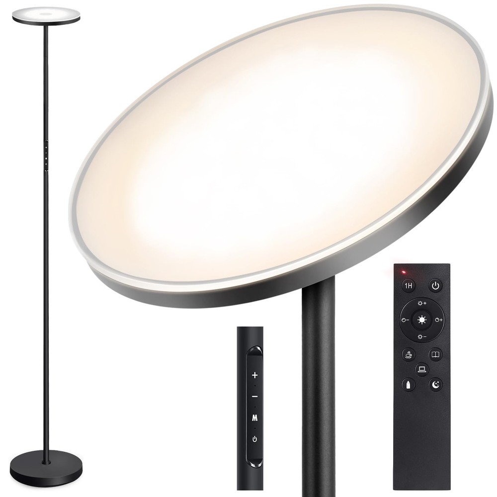 30W 3000LM Dimmable LED Torchiere Floor Lamp Modern Bright Sky Light  