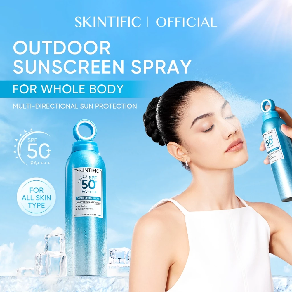 Skintific SPF50 PA++++ Lightweight UV Protection Sunscreen Spray for Outdoor Use  