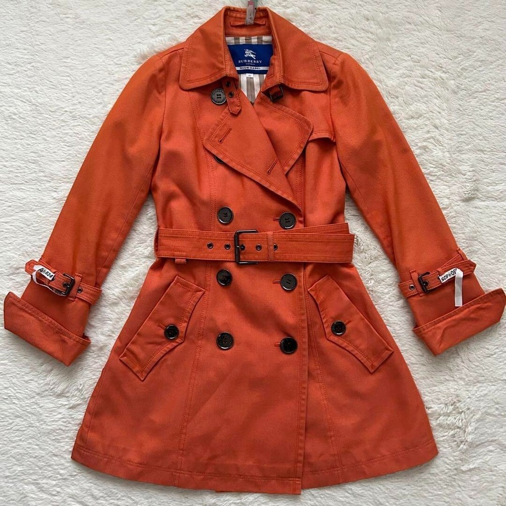 burberry blue label trench coat novacheck orange  with a belt women From japan