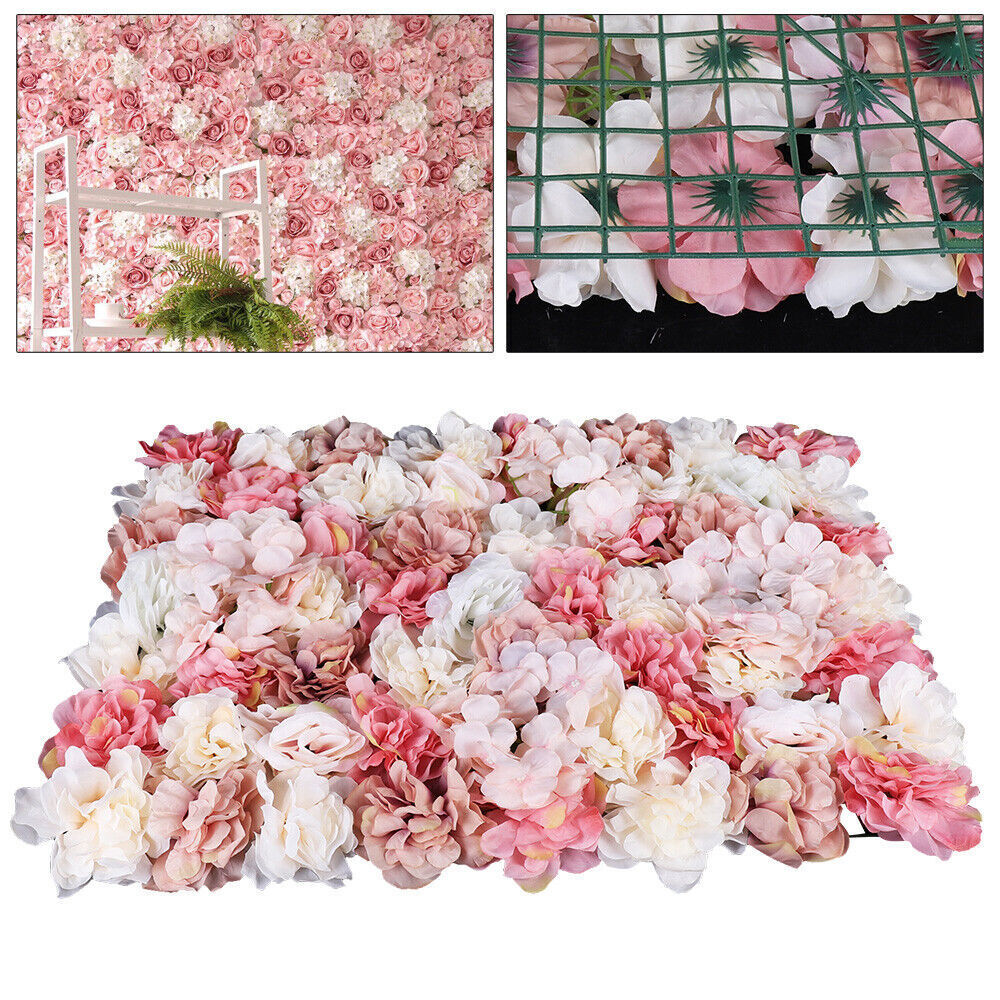 6pcs Artificial Rose Flower Wall Panels Bouquet Wedding Backdrop Party Decor