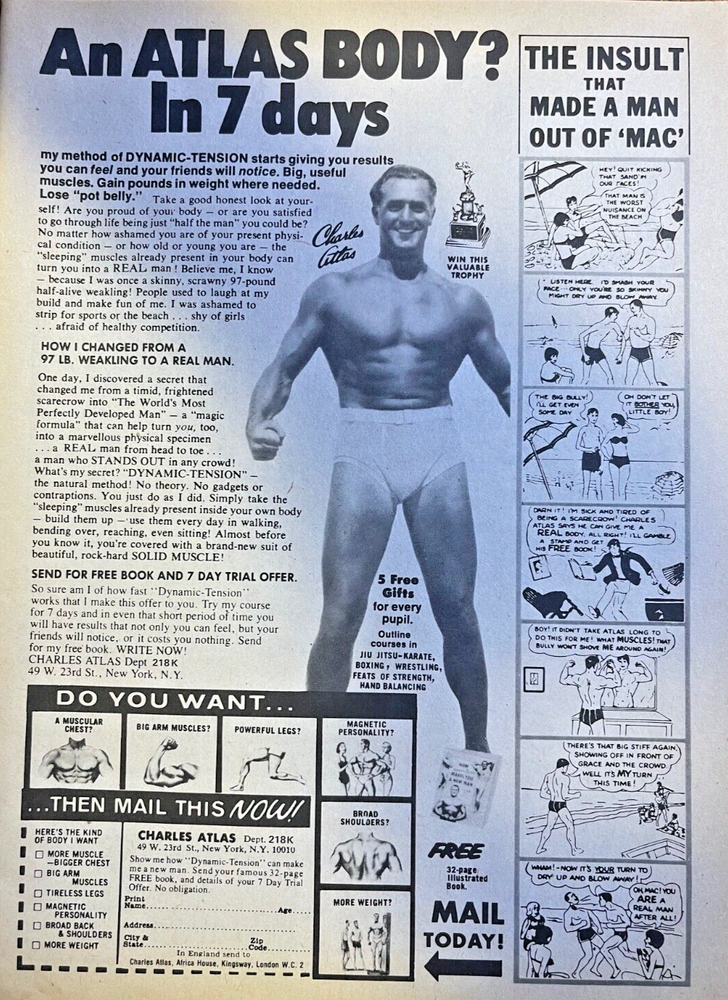 1981 Vintage Magazine Advertisement Charles Atlas Body Building Course