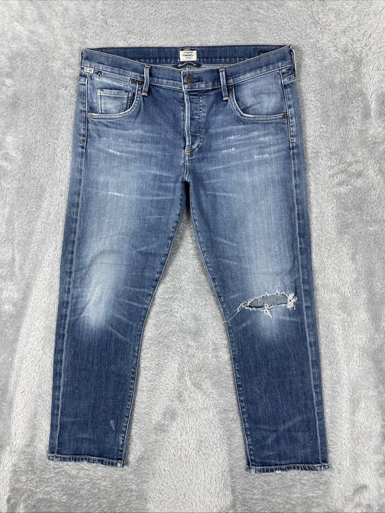 Citizens Of Humanity Women’s 29 Blue Emerson Slim Boyfriend Distressed Jeans