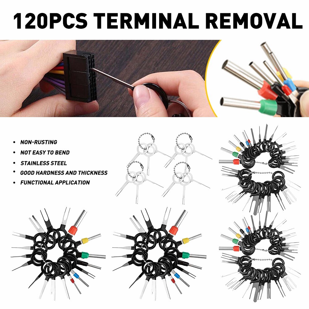 120Pcs Car Terminal Removal Tool Kit Wire connector Pin Release Extractor Puller