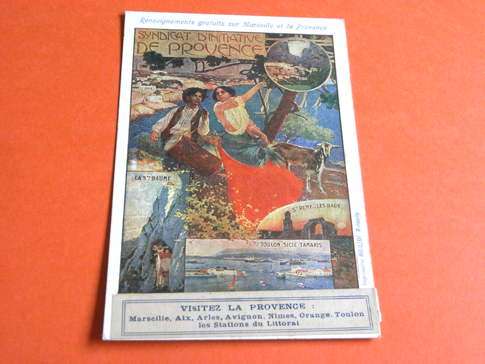 ORIGINAL  FRENCH ART NOUVEAU ADVERTISING POSTCARD - VISITEZ LA PROVENCE.