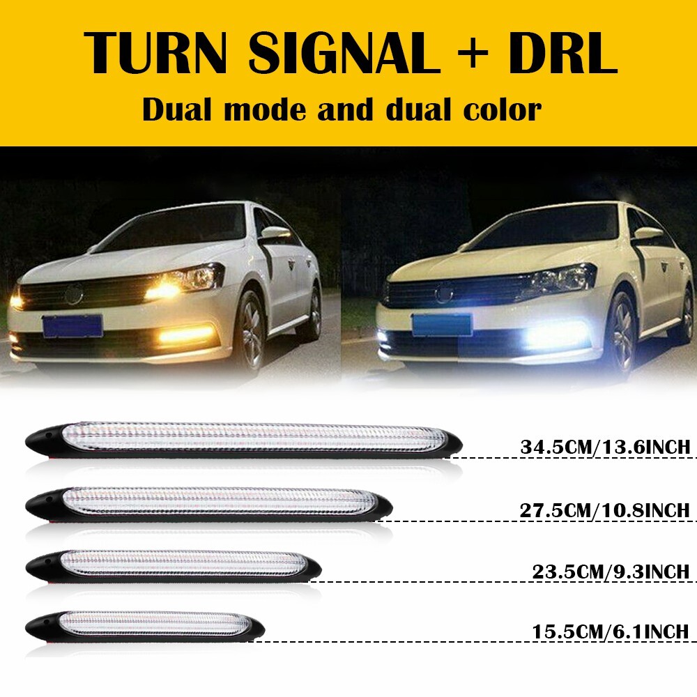 Sequential DRL LED Strip Light Daytime Running Signal Lamp 15.5/23.5/27.5/34.5cm