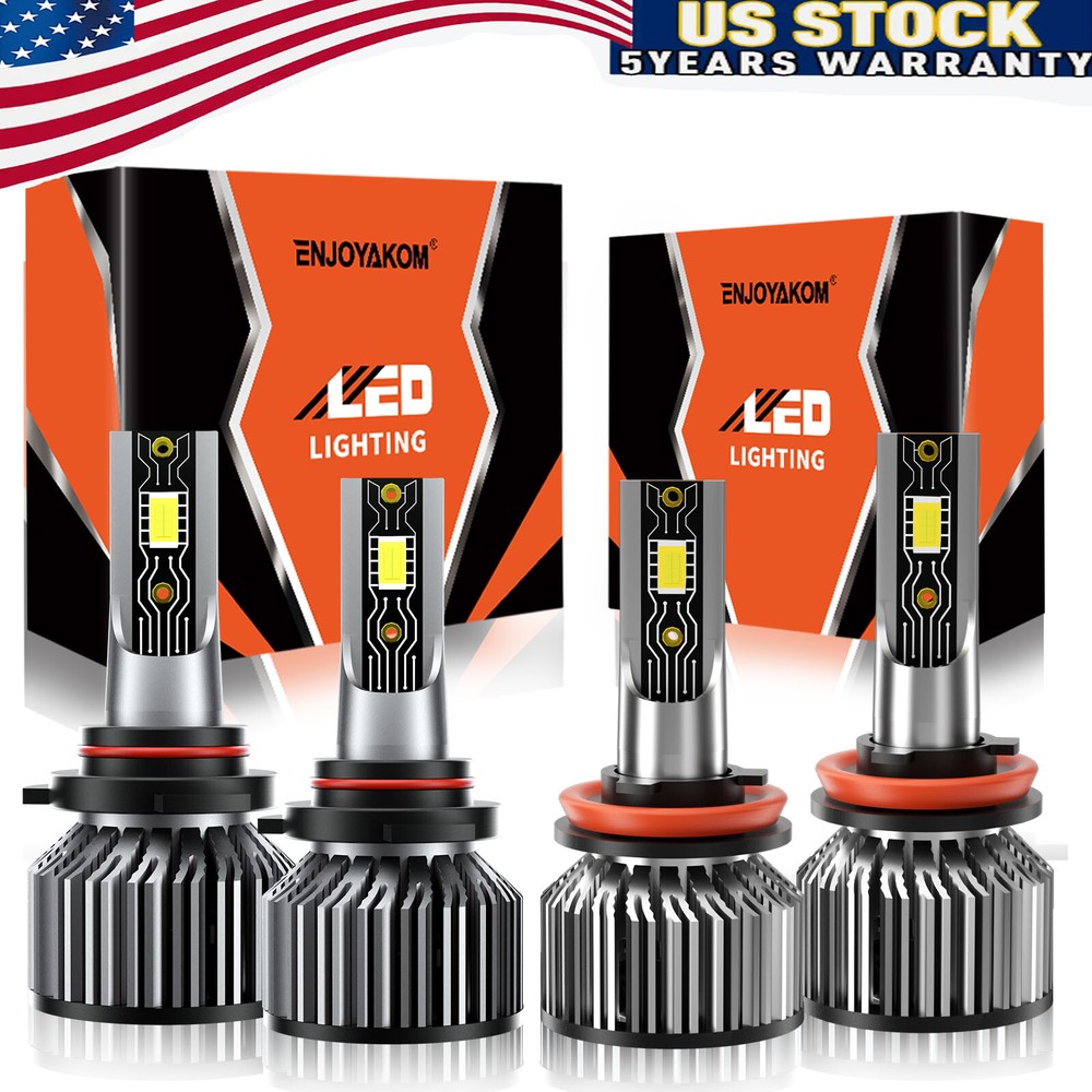 For GMC Yukon XL 2015-2019 9005 H11 LED Headlights Kit Bulbs 6500K High Low Beam