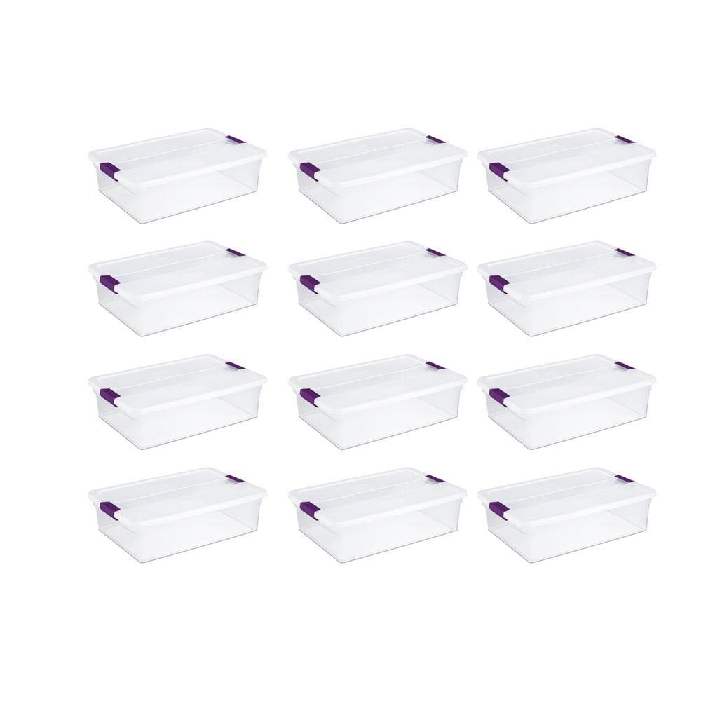 32 qt Clear View Stackable Storage Containers with Latch Lids - 12-Pack