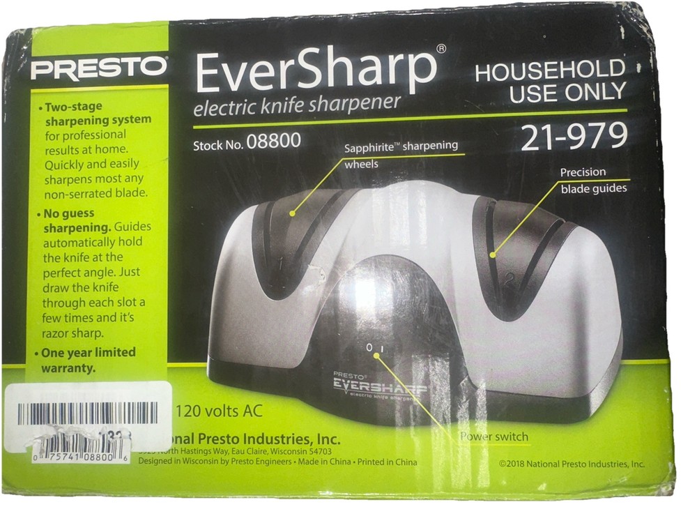 PRESTO EverSharp 08800 Two-Stage Electric Knife Sharpener for Precision Edges