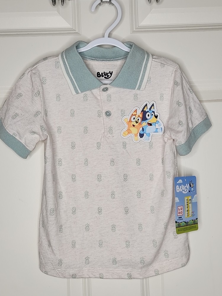 Bluey 4T Boys Collard Button Tshirt Short Set