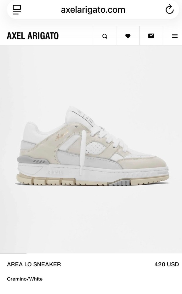 Axel Arigato Area Lo cream and white Size 43 EU Men's 10 Good w/ Box