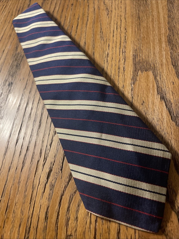 Vintage EUC Brooks Brothers Repp Silk Regimental Stripe Tie Black Label UK