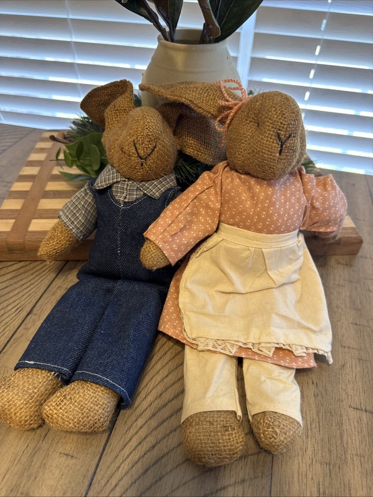 Vintage Burlap Bunny Rabbit Set