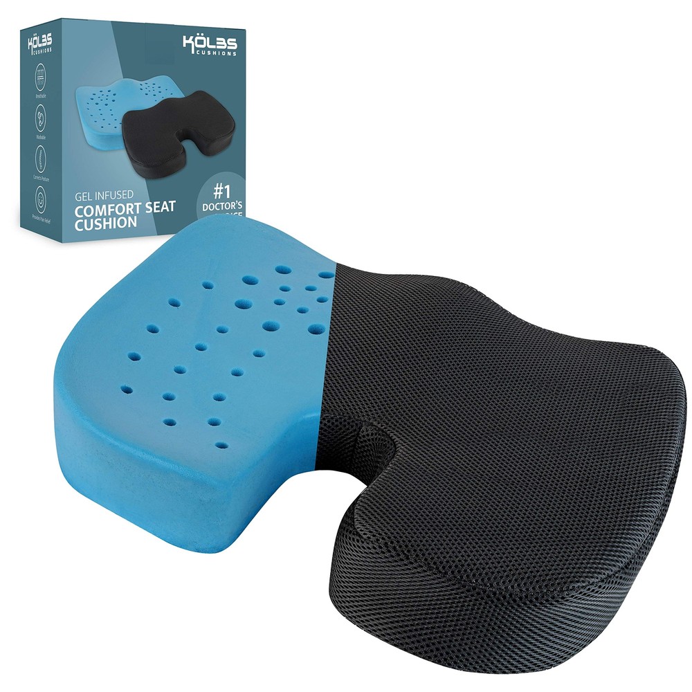 Kolbs Memory Foam Seat Cushion | Gel Infused Ventilated | Coccyx Cushion Offi...