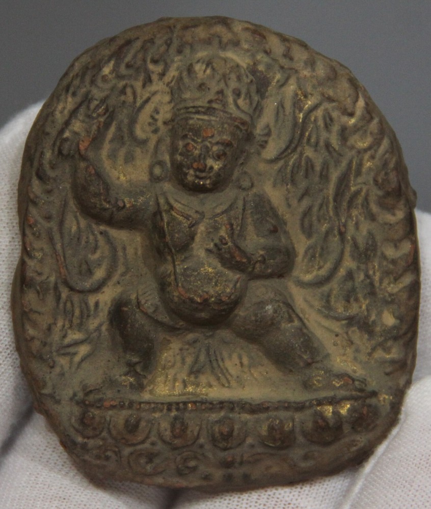 Antique 1700s Tibetan Buddhist Clay Tsa Tsa Vajrapani Chakna Dorje Statue