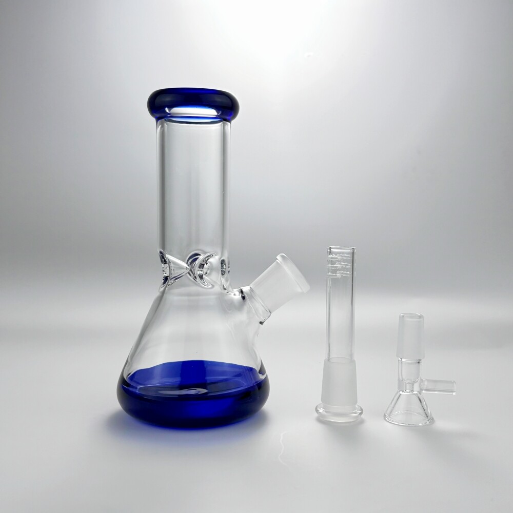 6 Inch Blue Thick Glass Bong with 14mm Bowl for Smooth Smoking