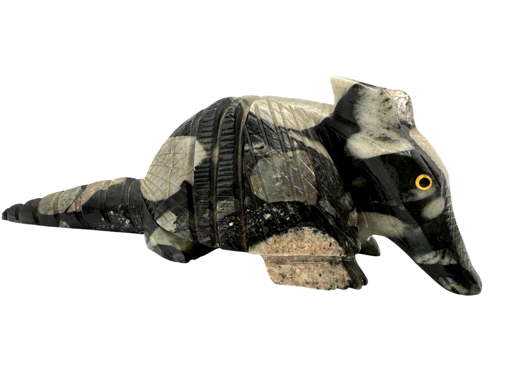 Vintage Hand Carved Stone Art Figurine Home Decor Statue Armadillo Sculpture