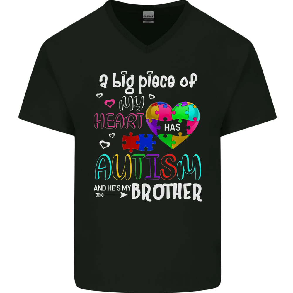 And Hes My Brother Autistic Autism ASD Mens V-Neck Cotton T-Shirt