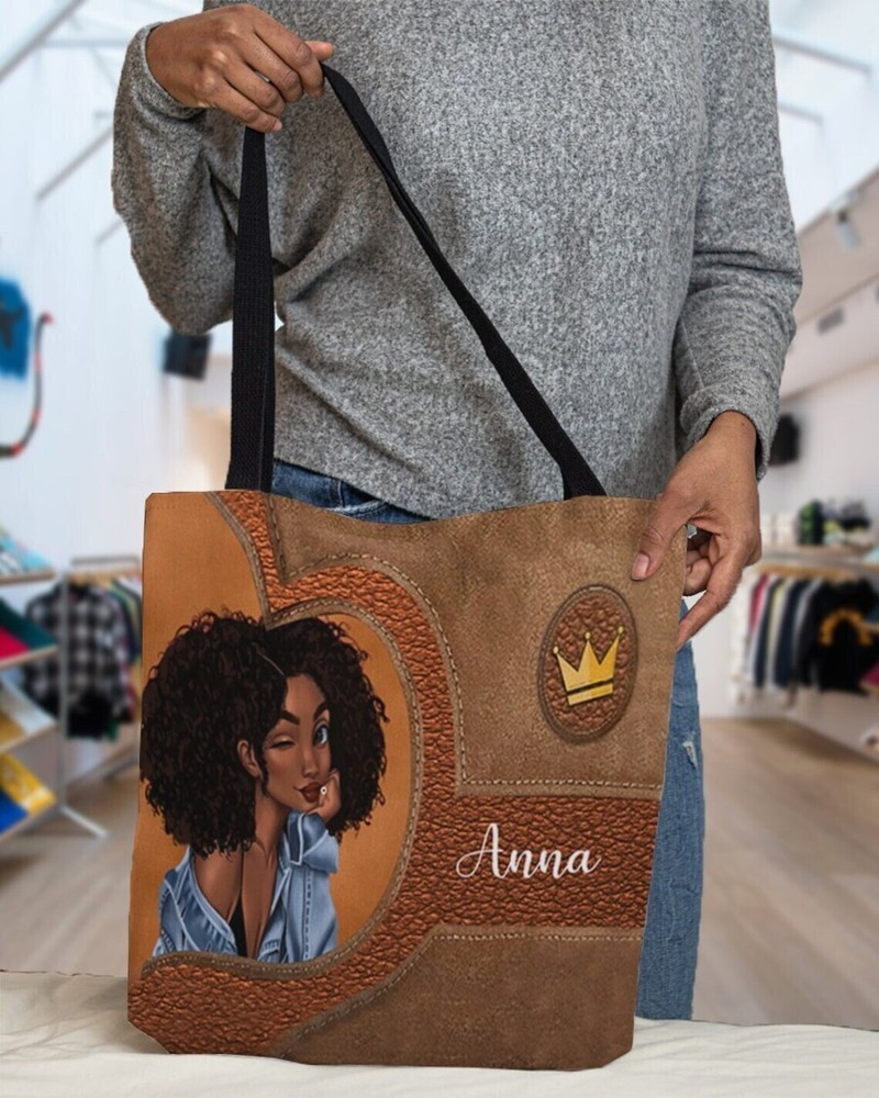 Personalized Black Girl Tote Bag Black Woman Black Mom Black Queen Afro Girl