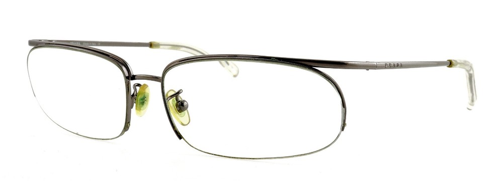 Prada SPR53D 5AV-7H1 59mm Gunmetal Half-Rim Eyeglass Frames Made in Italy