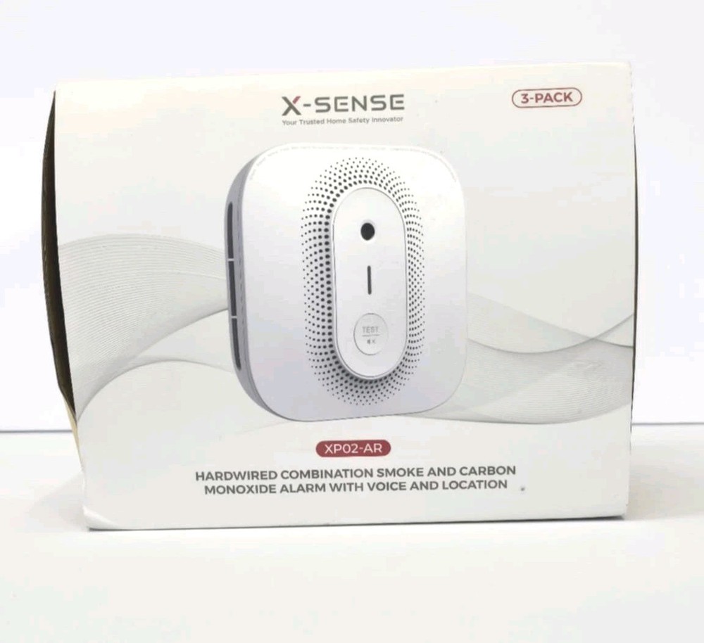X-Sense XP02-AR 3 Pack Hardwired Smoke And Carbon Monoxide Alarm With Voice
