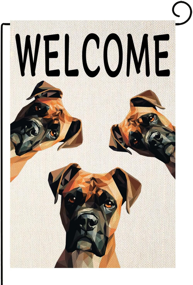 Boxer Dog Garden Flag Dog Flag Welcome Garden Flag Home Yard Flag Double Sided B