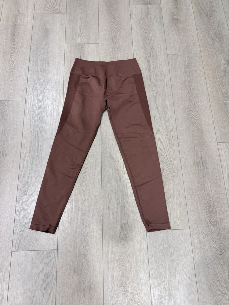 Women's Brown Ankle Leggings Size L Solid Blended Fabric