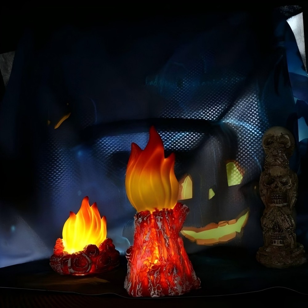 2PCS LED Fake Fire Flame 3D Campfire Lamp for Festival Event Party Club Decor