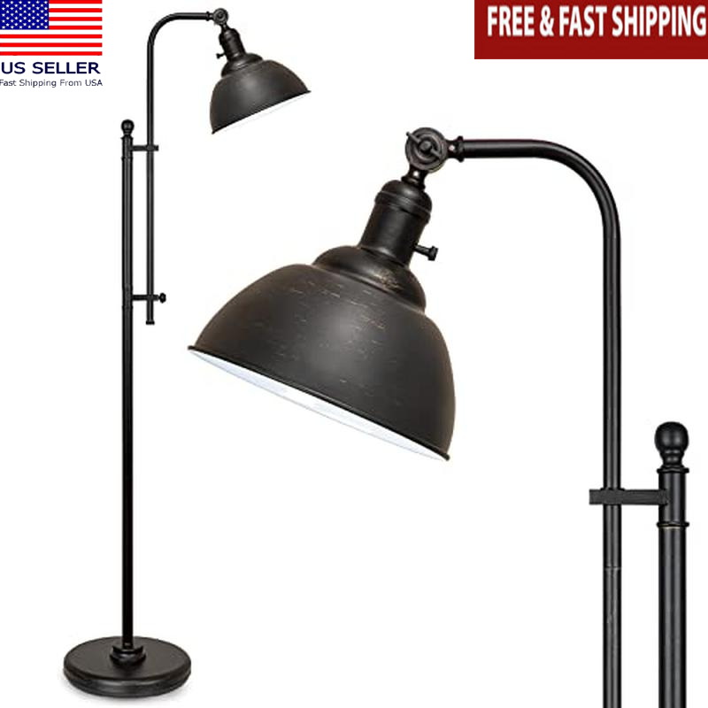Metal Adjustable Rustic Floor Lamp 3CCT LED Bulb Farmhouse Style Reading Light