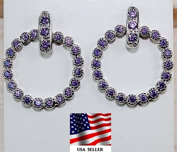 2CT Genuine Amethyst 925 Sterling Silver Stud Earrings Y2-1