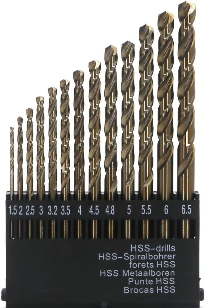 Metric Cobalt Drill Bits Set 1.5-6.5Mm 13PCS, M35 High Speed Steel, High Hardnes