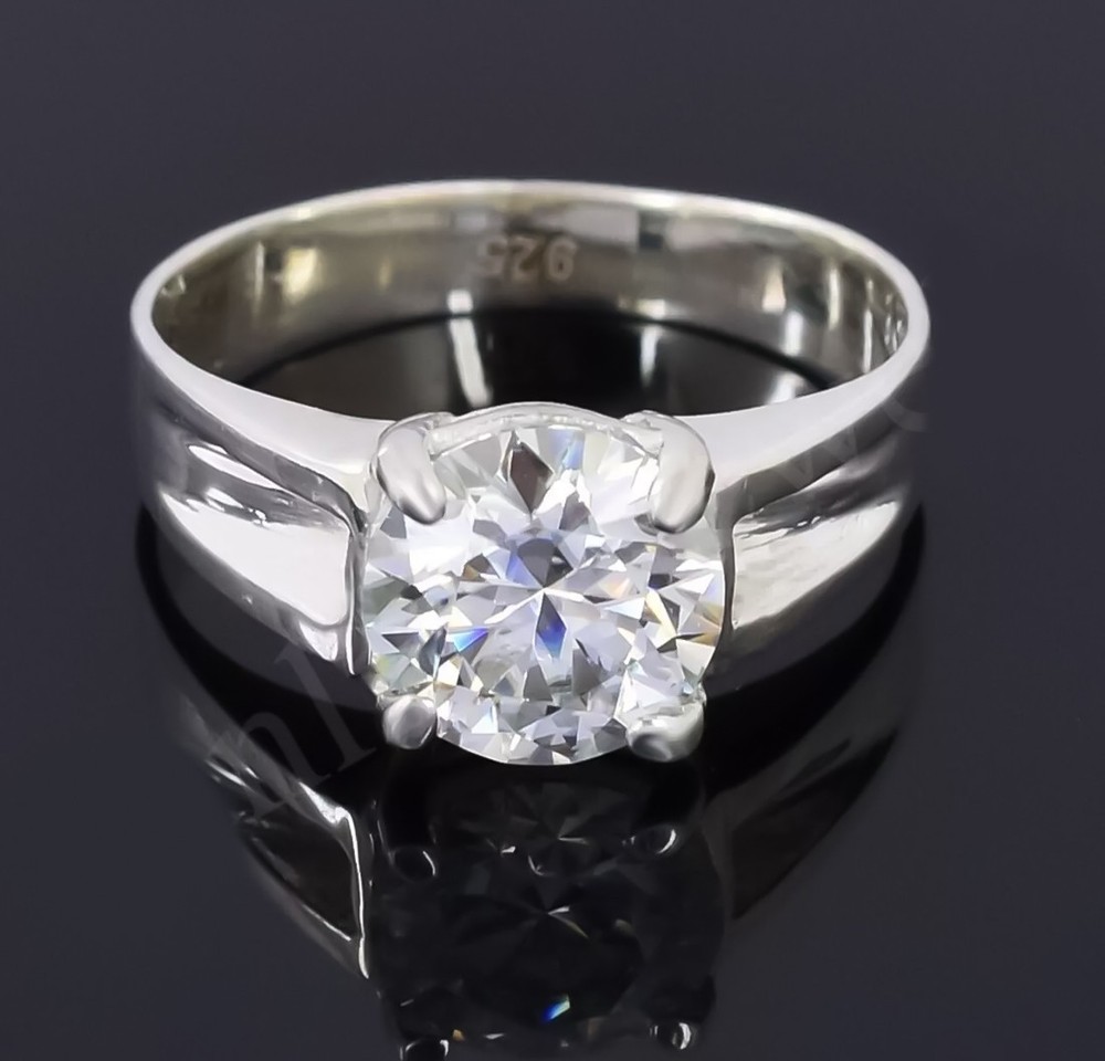2.50 Ct White Round Cut Certified Diamond Solitaire 925 Sterling Silver Ring