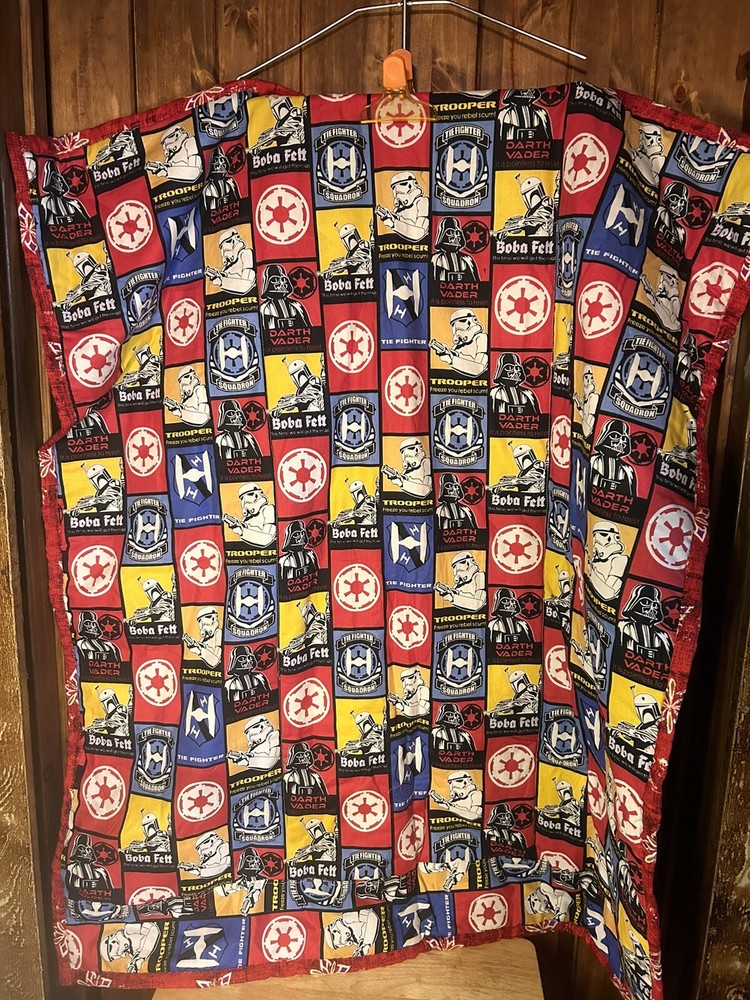 Star Wars Quilted Blanket hand quilt it by Audrey Cummings 38 x 44” Plaid Darth