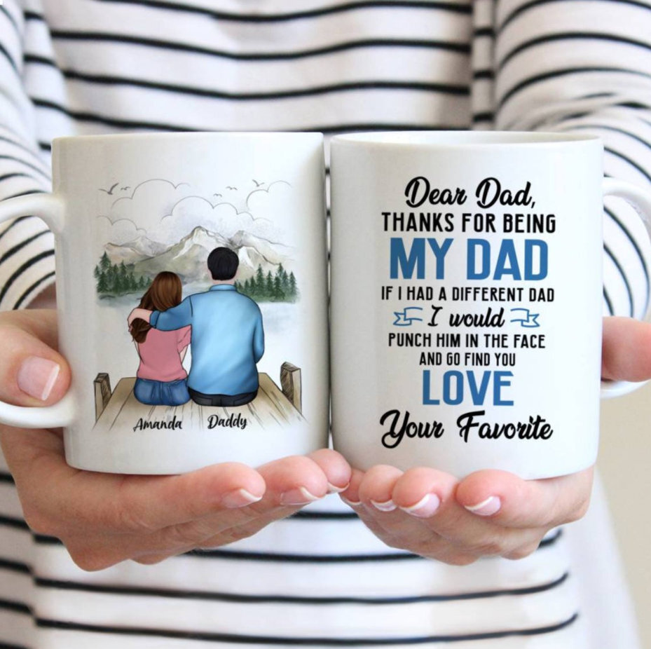 Father And Daughter Coffee Mug Dear Dad Thanks For Being My Dad Coffee Mug
