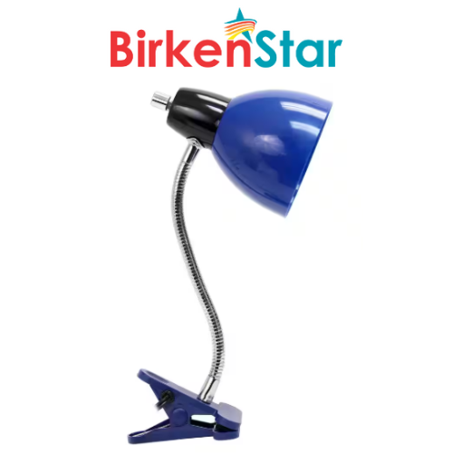 17 in. Blue Clip On Clamp Light with Black Base, Reading, Desk Lamp