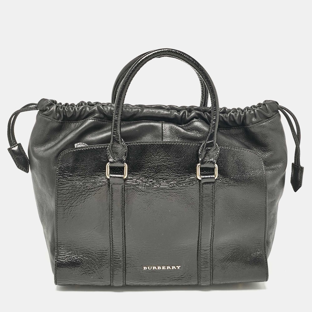 Burberry Black Patent and Leather Dinton Tote