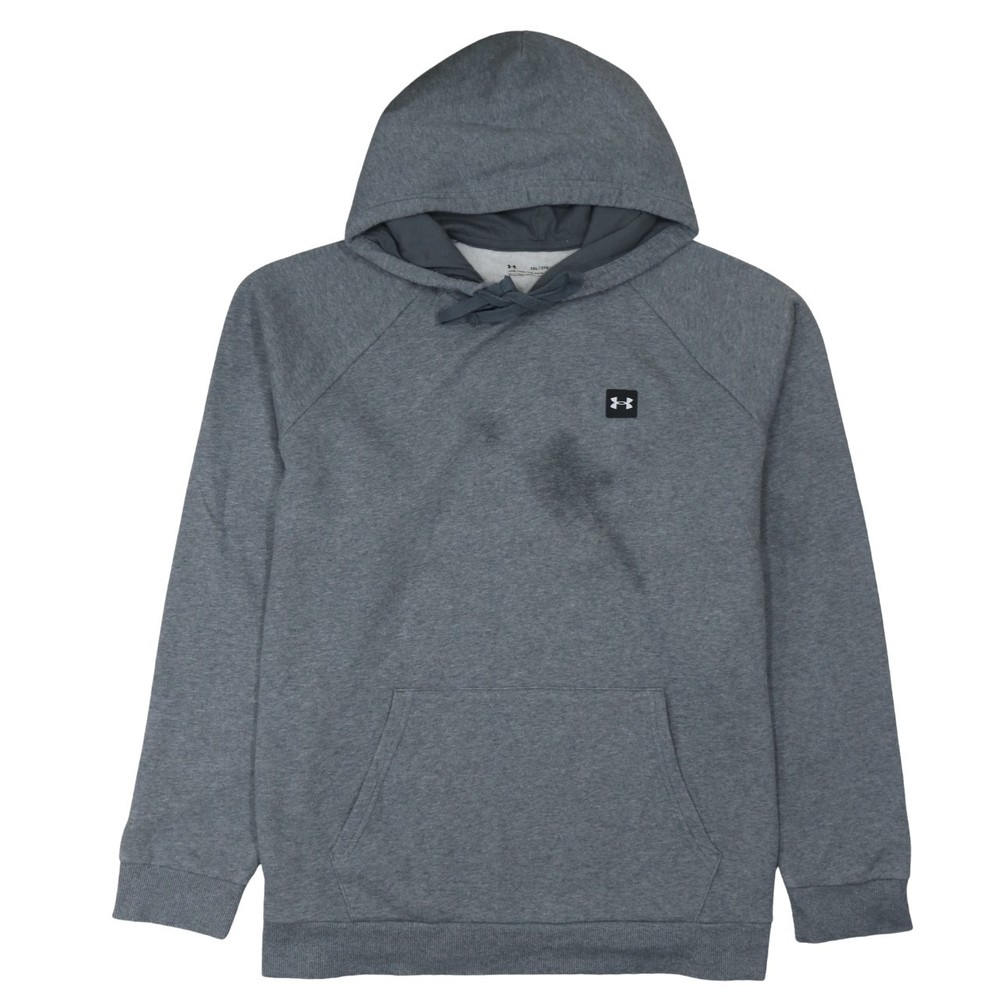 Under Armour Womens Hoodie Grey Fleece Kangaroo Pocket Logo Patch Pullover XXL