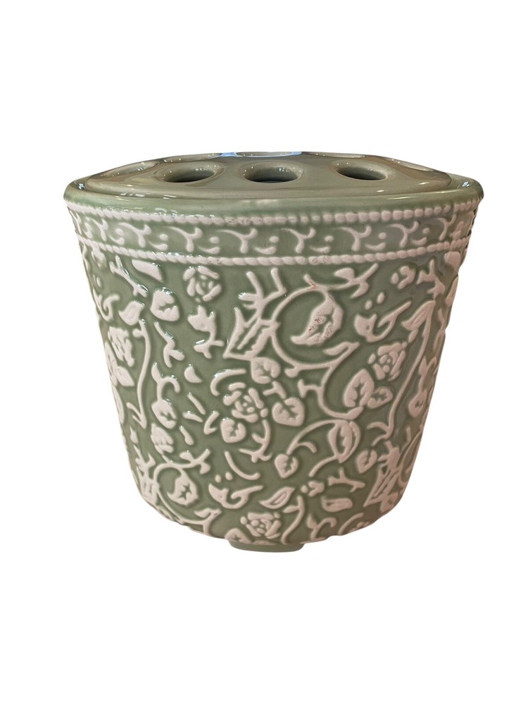 Vtg Flower Vase Flowers Green Better Homes Gardens Home Interiors